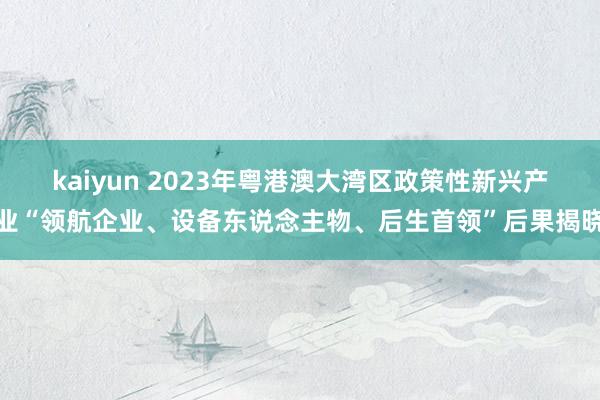 kaiyun 2023年粤港澳大湾区政策性新兴产业“领航企业、设备东说念主物、后生首领”后果揭晓